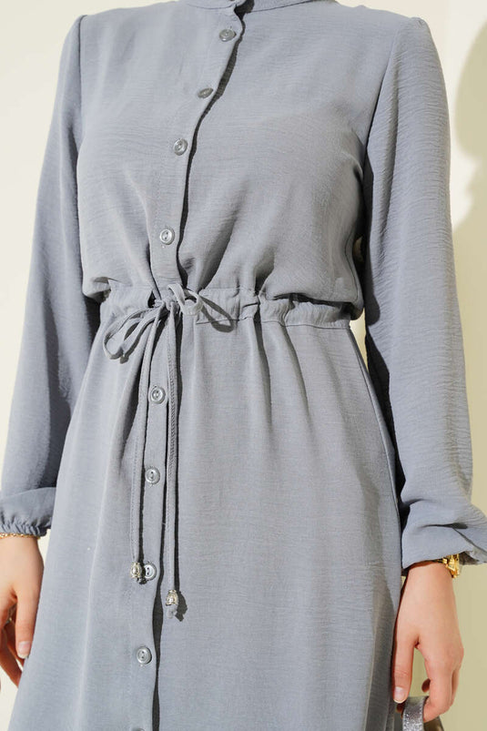 معطف أيروبين بحزام خصر بأزرار، رمادي