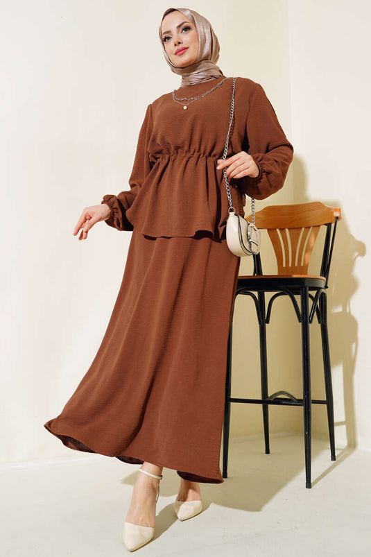 Bel Tünelli Etekli Ayrobin İkili Takım Kahve