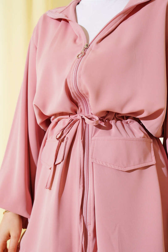 Ensemble deux pièces avec poche zippée et rabat à la taille, rose
