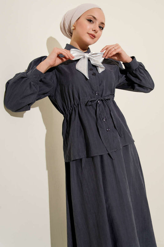 Ensemble jupe en tencel avec foulard à tunnel Bel, couleur fumée