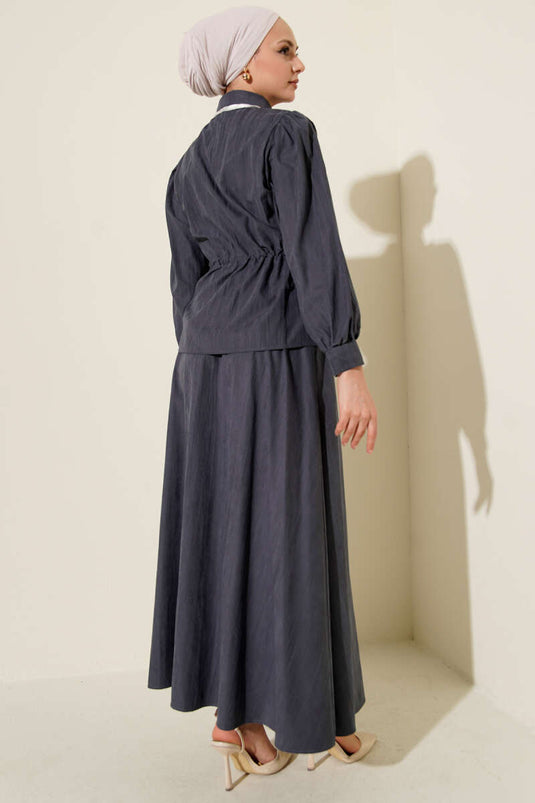 Ensemble jupe en tencel avec foulard à tunnel Bel, couleur fumée