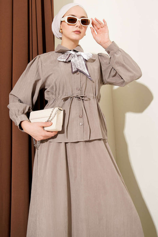 طقم تنورة تينسل مع وشاح بحلقة بل فيزون