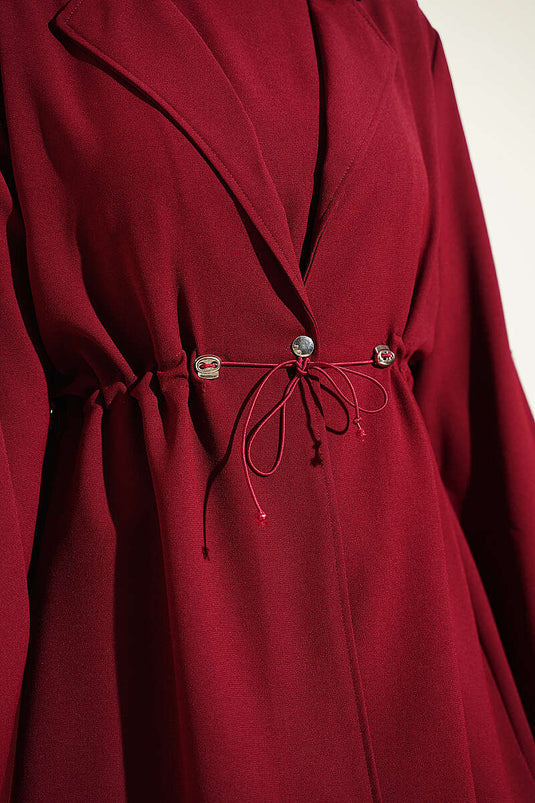 Gürtelgürteltes Jile Mit Musterkleid In Bordeaux