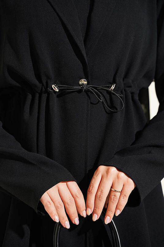 Vestido De Jile Negro Con Cinturón
