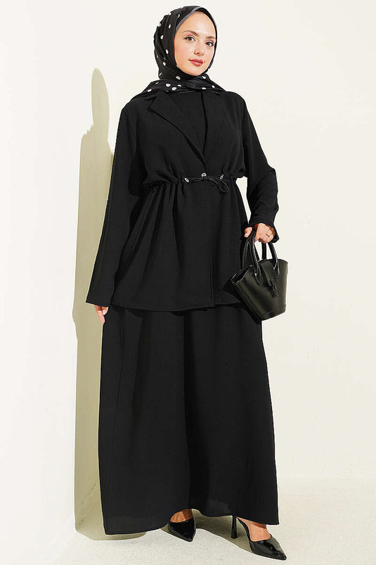 Conjunto De Chaqueta Con Cinturón Negro