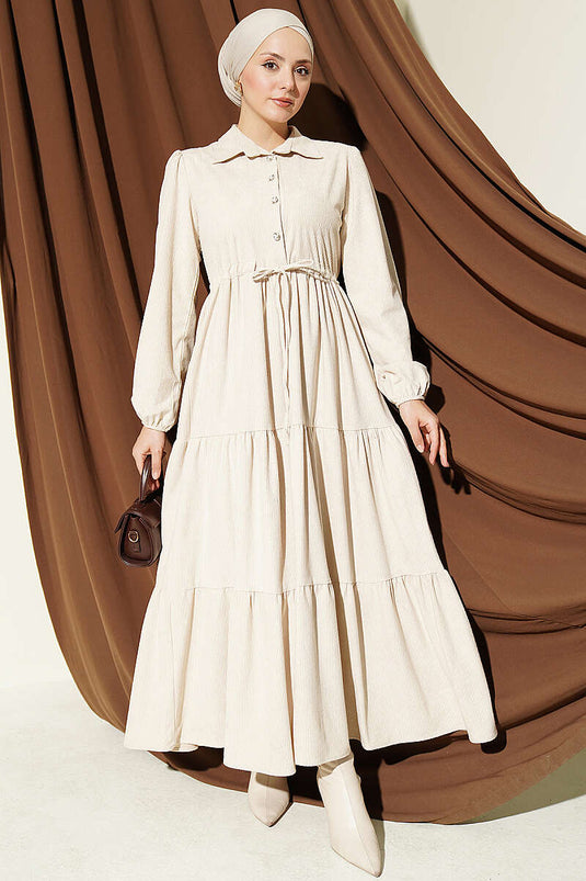Robe En Velours Et Tulle Beige