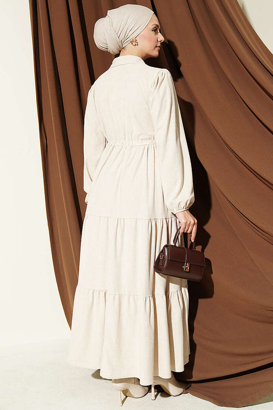 Robe En Velours Et Tulle Beige