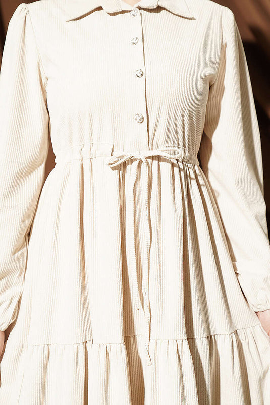 Robe En Velours Et Tulle Beige