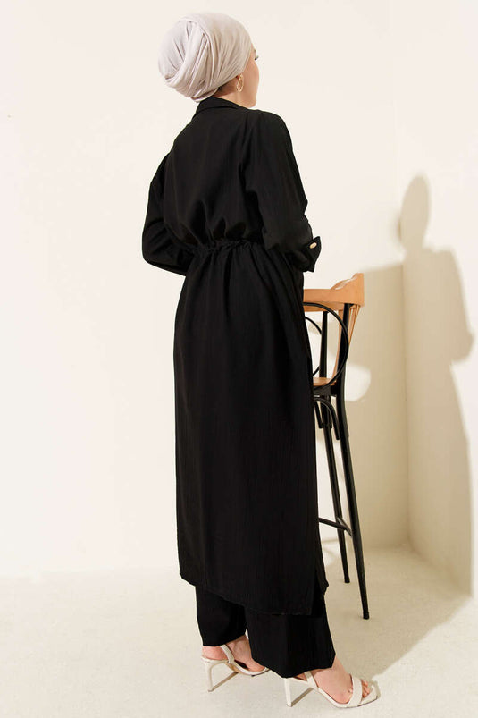 Bel Tünelli Kap İkili Takım Siyah