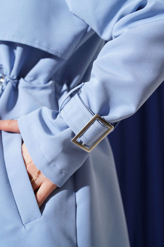 Beautiful Tünelli Short Trench Coat Baby Blue