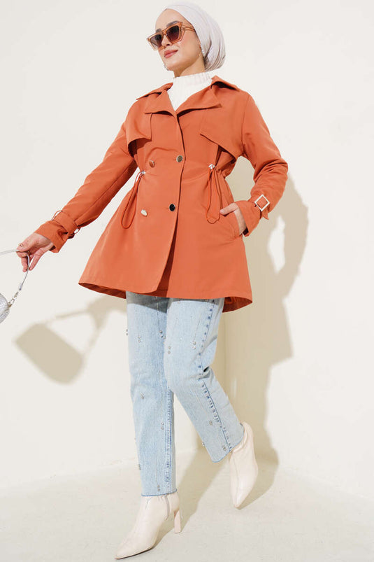 Tunnel de taille Court Trench Coat Carreaux