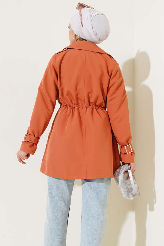 Tunnel de taille Court Trench Coat Carreaux