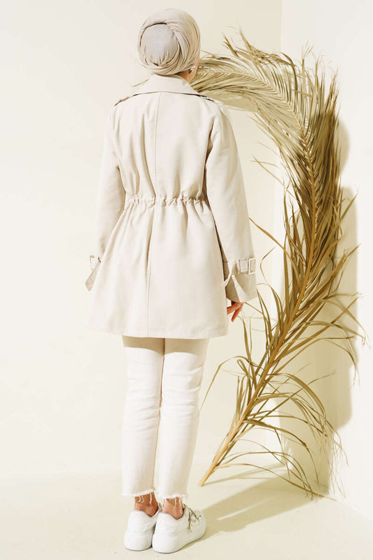 Waist Tunnel Short Trench Coat Stone