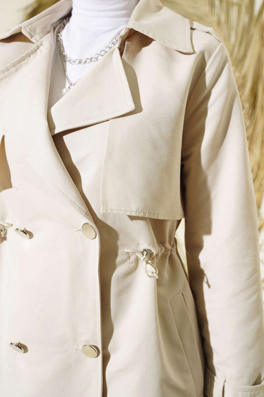 Waist Tunnel Short Trench Coat Stone