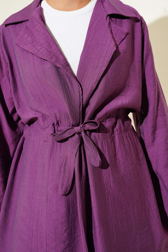 Costume deux pièces croisé avec taille tunnel, magenta