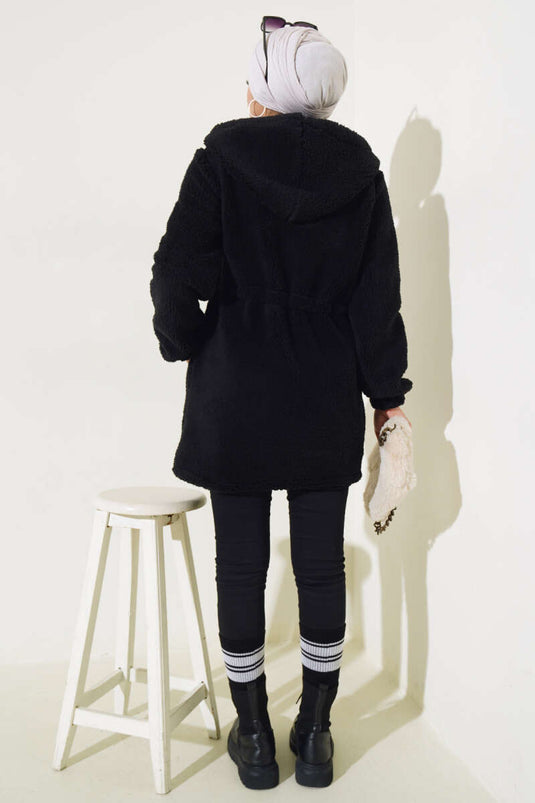 Gilet en peluche élastique avec tunnel de taille et noir