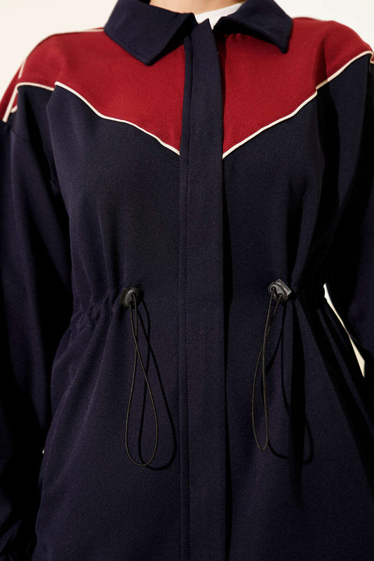 Bel Tünelli Omuz Biyeli İkili Takım Lacivert