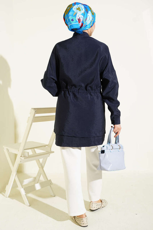 Bel Tünelli Oversize Odesa Gömlek Lacivert