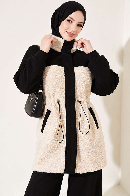 Black Tulle Plush Knit Two-Piece Set