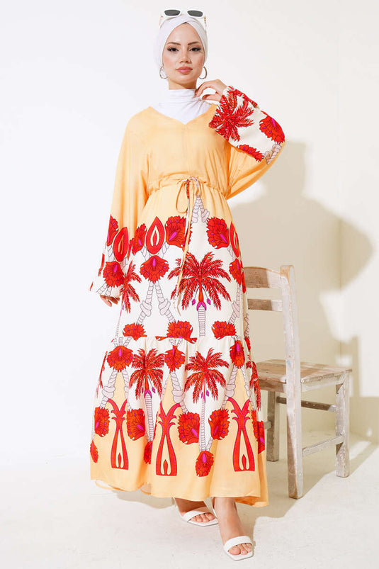 Bel Tünelli Oversized Dress Mustard Brick