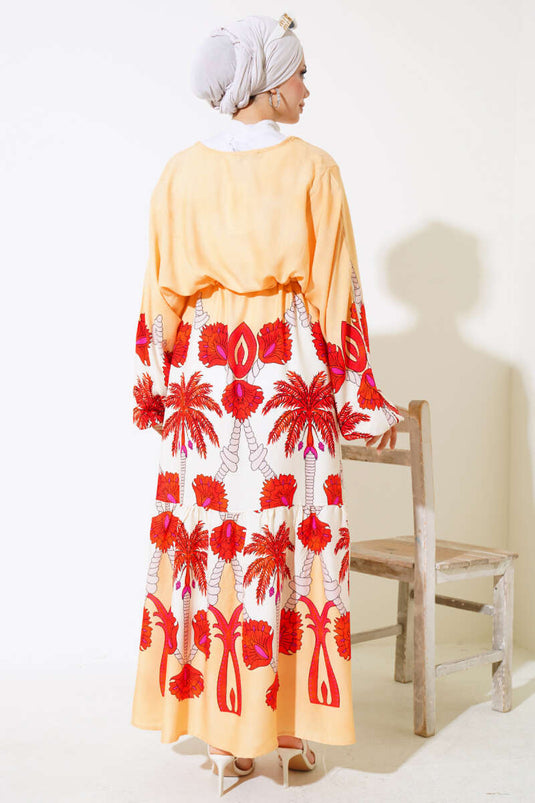 Bel Tünelli Oversized Dress Mustard Brick