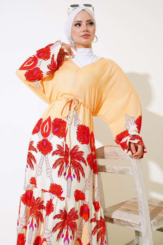 Bel Tünelli Oversized Dress Mustard Brick