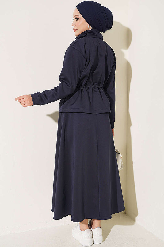 Doppelset Mit Tüllrock Und Scuba-Top In Marineblau