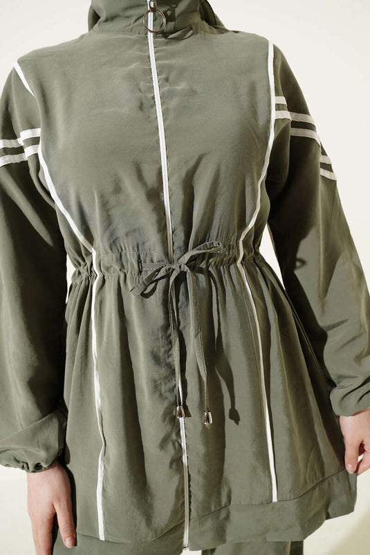 Set doppio in modal con nastro a coste Bel Tünelli verde oliva