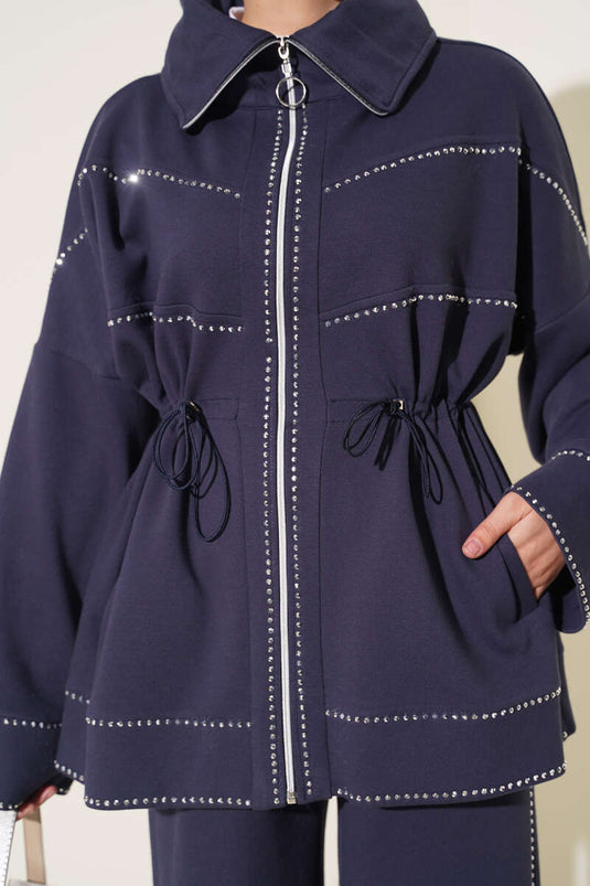 Marineblaues Set Mit Verzierte Details