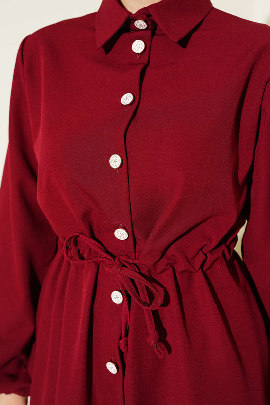 Bel Tünelli Uzun Tunikli Dabıl İkili Takım Bordo