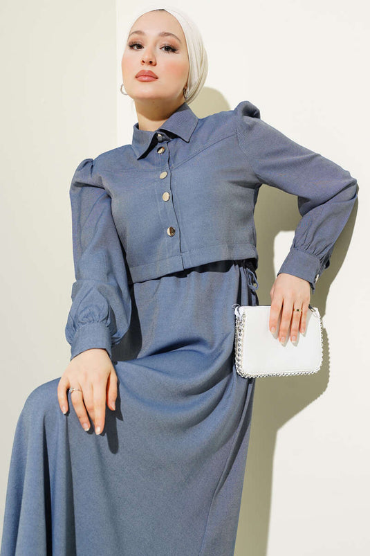 Bel Tünelli Yan Bağlamalı Jile İkili Takım İndigo