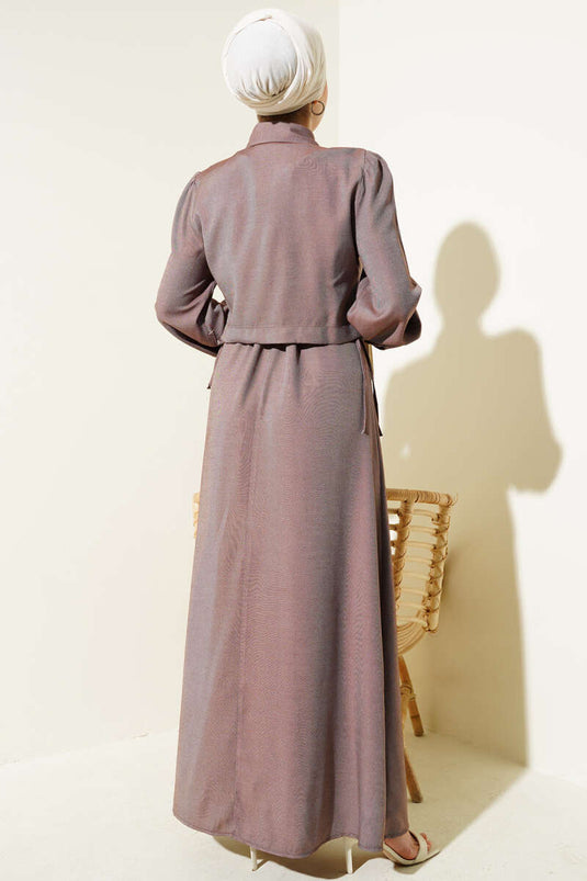 Bel Tünelli Yan Bağlamalı Jile İkili Takım Kahve