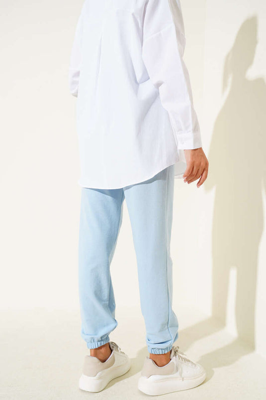 Bel Ve Bilek Lastikli Jogger Pantolon Bebe Mavi
