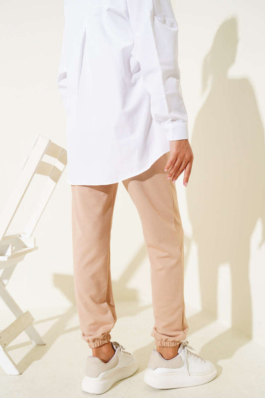 Bel Ve Bilek Lastikli Jogger Pantolon Camel