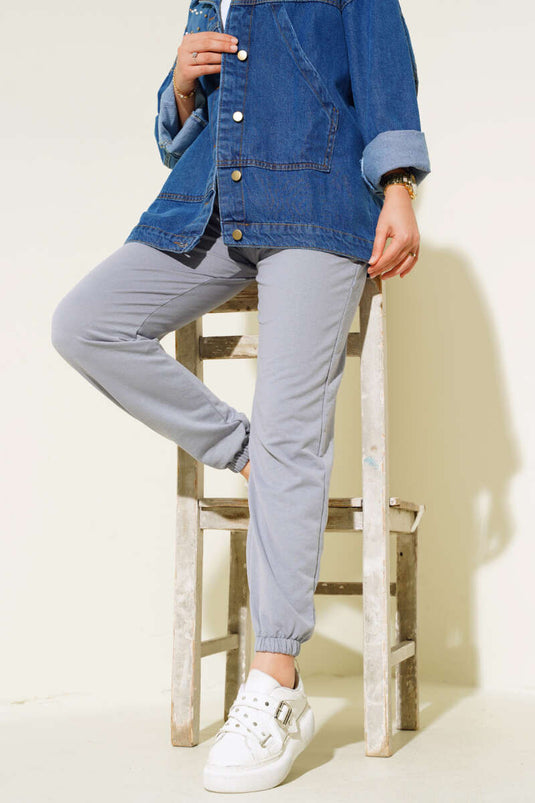 Pantaloni jogger elastici in vita e alla caviglia Grigio ardesia