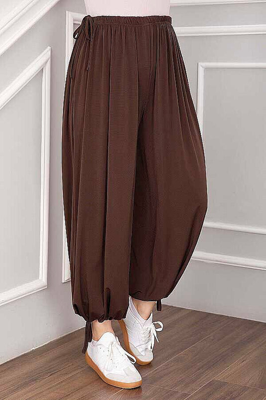 Verstellbare Taille Und Bündchen Salwar-Hosen In Tan