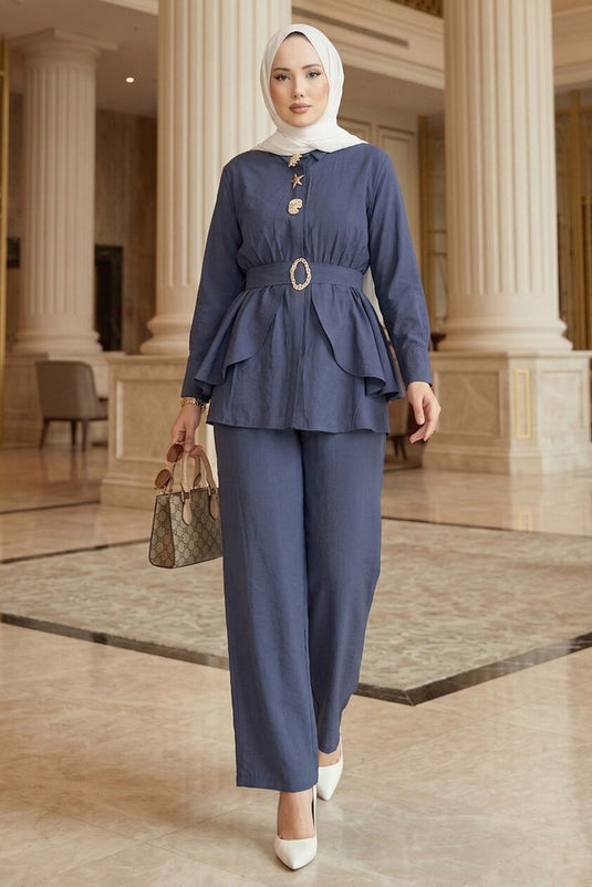 Belden Allerlli Gold Brosche Zweiteiler mit Hose Indigo