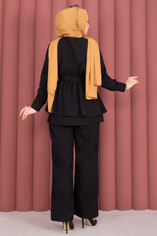 Belden Allerlli Gold Brosche Zweiteiler mit Hose Schwarz