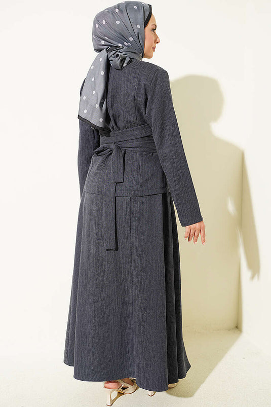 Ensemble Jupe Plissée À Lien En Anthracite