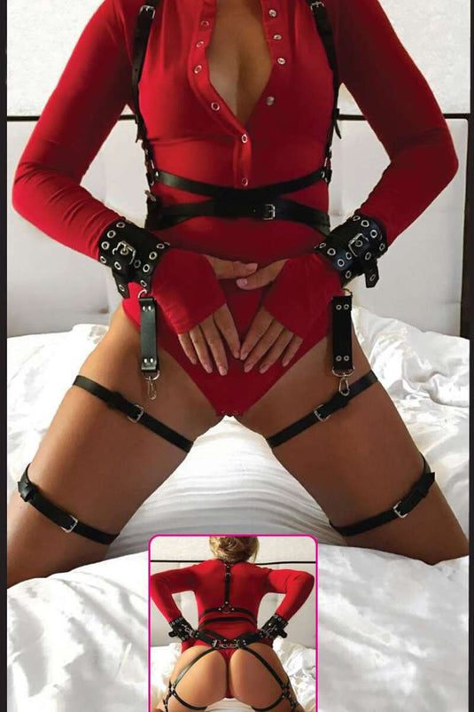 Belden Attaché Poignet en Cuir Fantaisie Noir