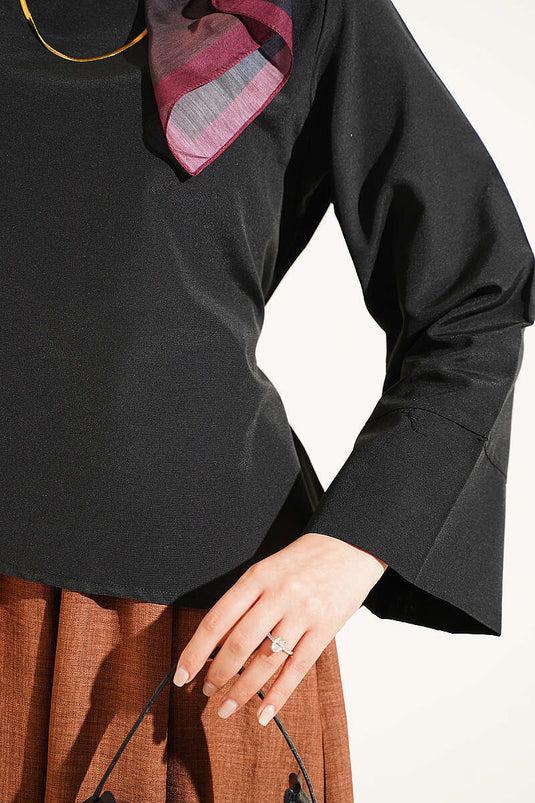 Chemise Large À Ceinture Et Manches Amples En Café