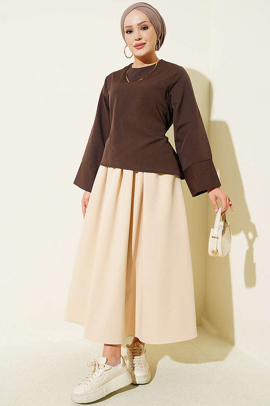 Chemise Large À Manches Avec Nœud Noir