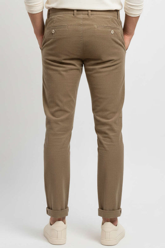 بنطال مخملي بخصر برباط، بيج