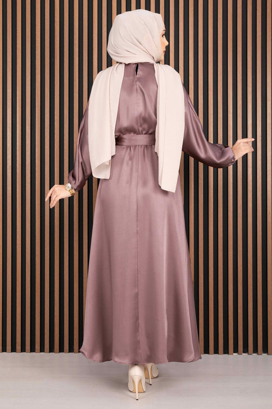 Robe voilée à ceinture froncée couleur poudre Beli