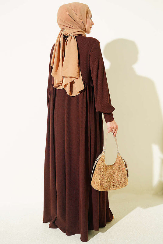 Robe Ample En Maille Avec Ceinture Café