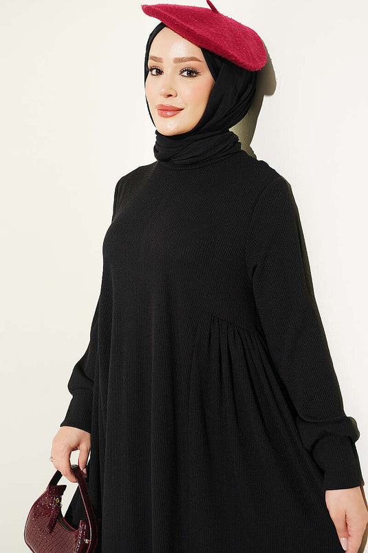 Robe En Maille Ample À Taille À Cordon Noire