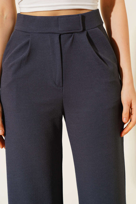 Buy Wide-Leg Pants with Velcro in Smoke Color