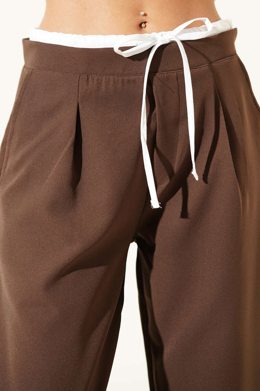 Buy Zippered Trimmed Pants Brown