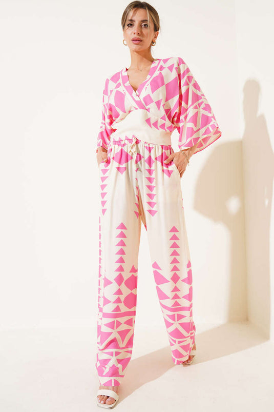 Beli Gipeli Crop İkili Takım Pembe