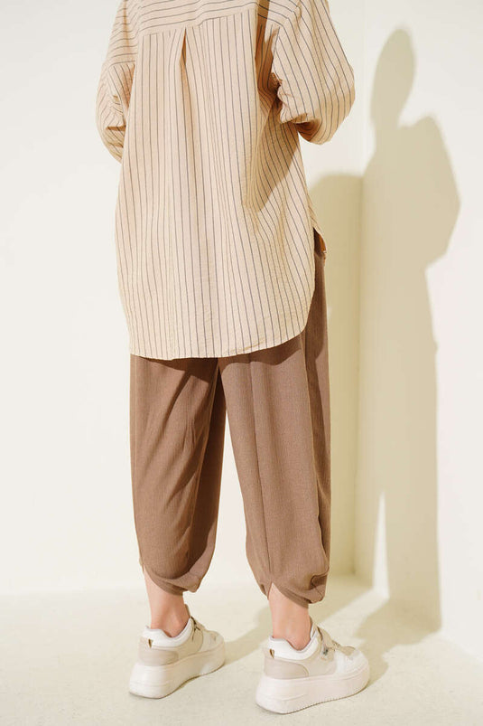 Tied Waist Shalwar Trousers Mink